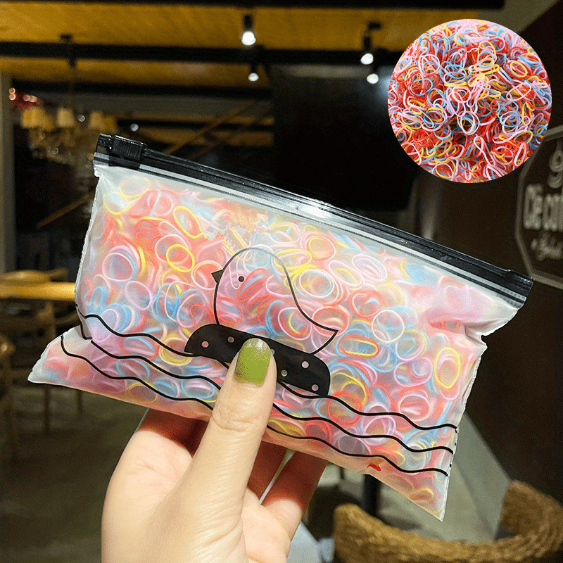 1000/2000pcs 1000/2000 Pcs Colorful Nylon Hair Ties & Headbands Set with Storage Bag for Girls