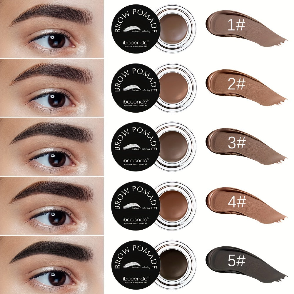 Waterproof and Sweatproof Eyebrow Cream Set with Brush and Sponge Stick - Black and Brown Colors - Lazy Print Eyebrow Stamp Powder - Eyebrow Stencil Included