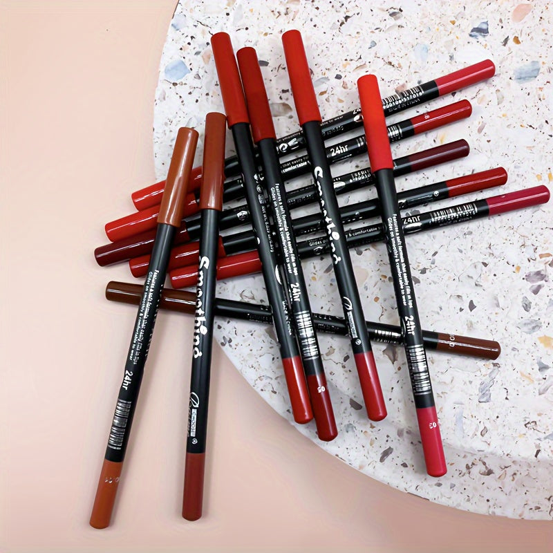 12 pcs Matte Lipstick Set with Lip Liner Pencil - Long-Lasting, Professional-Quality, Perfect for Valentine's Day Gifts