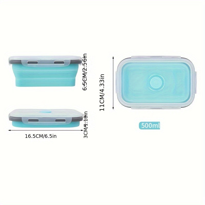 1/4pcs Collapsible Silicone Food Storage Container Stackable, Space Saving, Microwaveable, Freezer, Dishwasher Safe, BPA Free, Foldable Leftover Or Meal Prep Lunch Box Containers, Kitchen Accessories