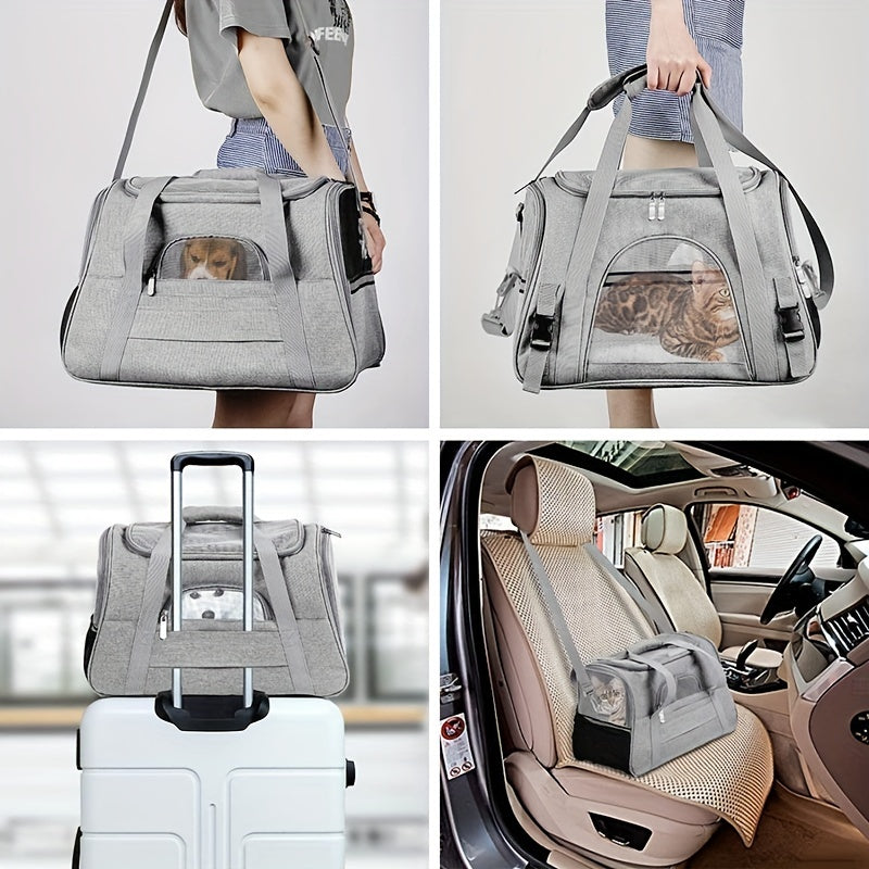Ultra-Comfy Portable Pet Carrier Bag - Premium Plush Mat for Puppies & Kittens - Safe, Stylish & Hassle-Free Travel Solution for Outdoor Adventures