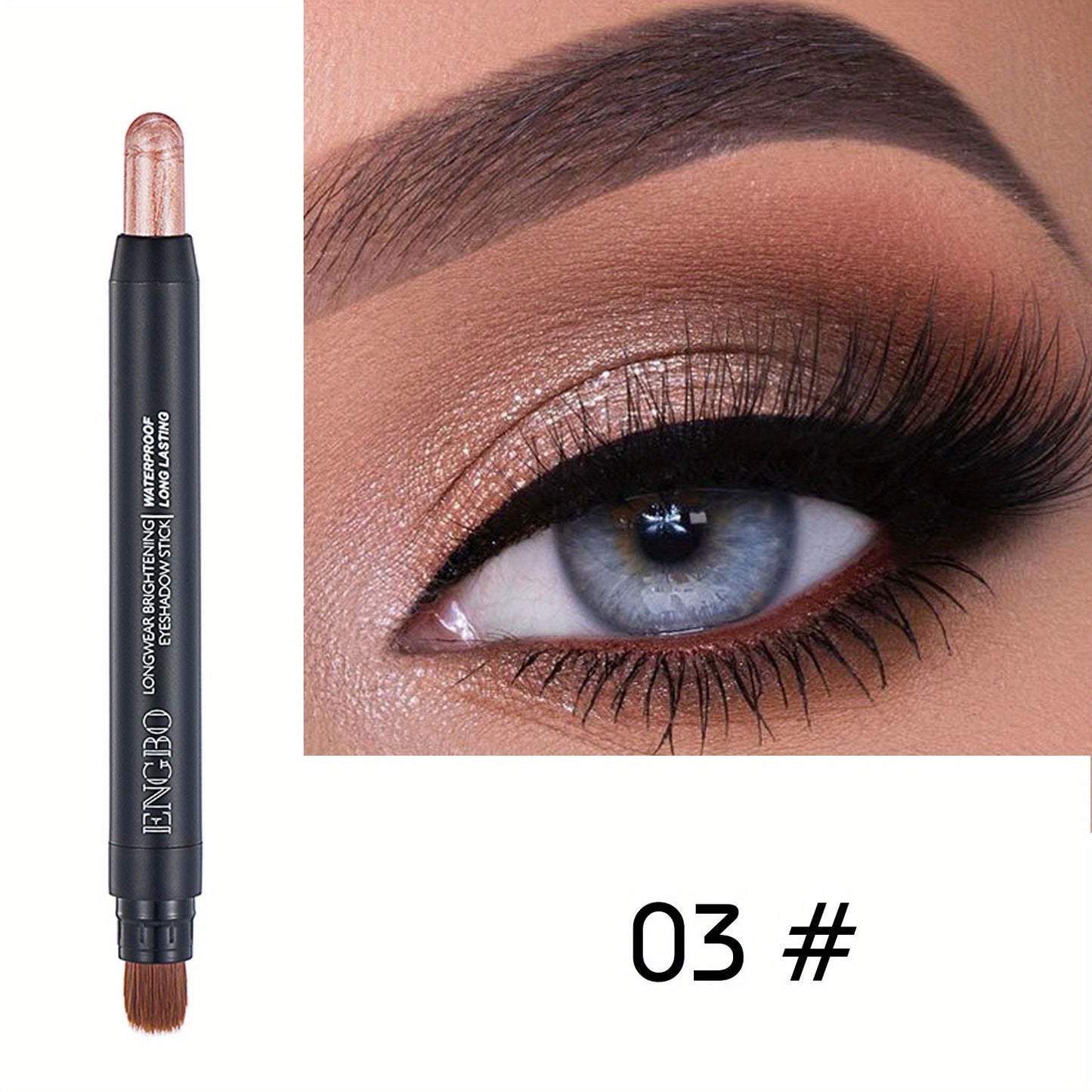 12-Color Smudge-Proof Eyeshadow Stick with Brush Head - Glitter, Matte, and Shimmer Crayon for Long-Lasting Makeup For Music Festival