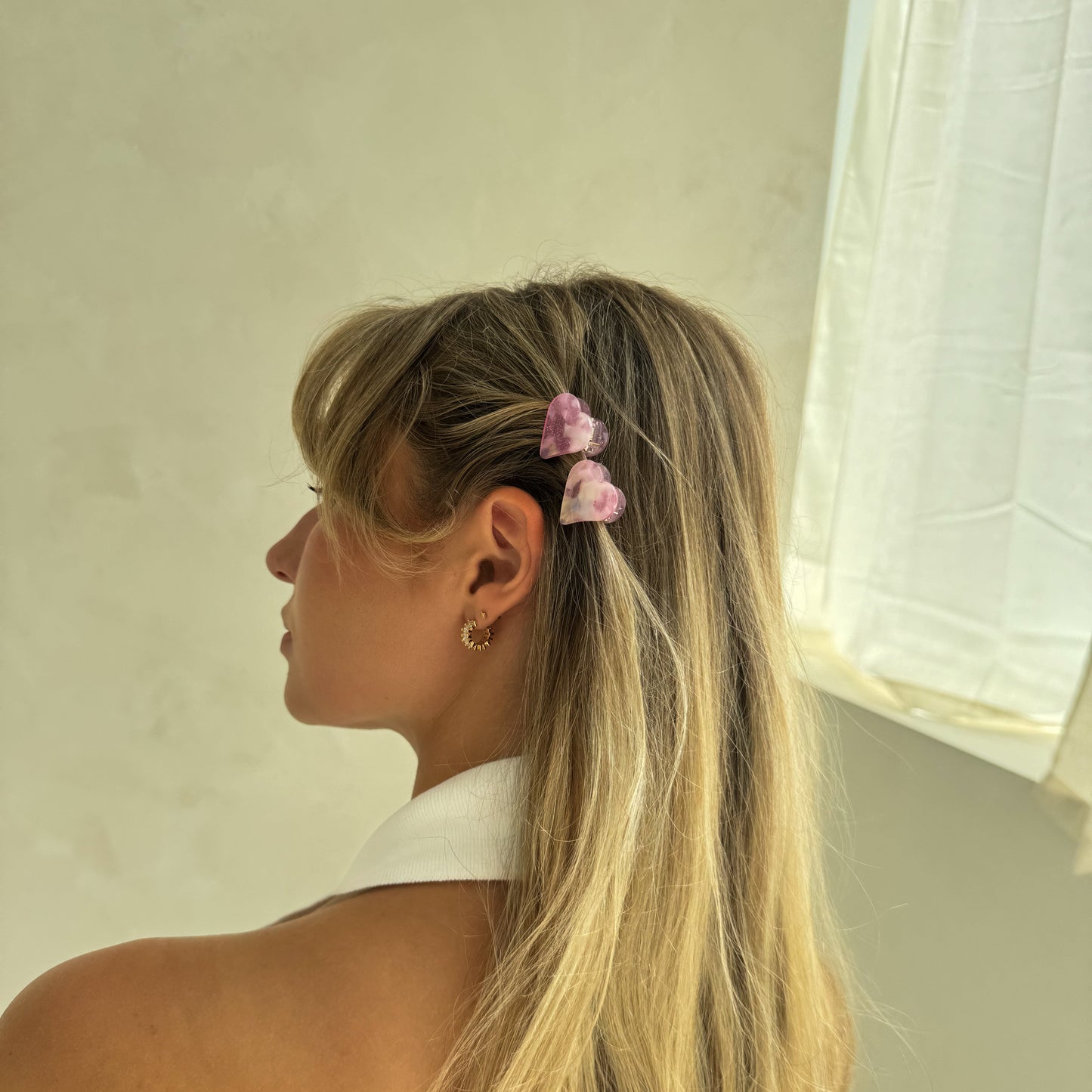 Ecofriendly Acetate 2 Pack Mini Heart Claws - Blushing Rose-3