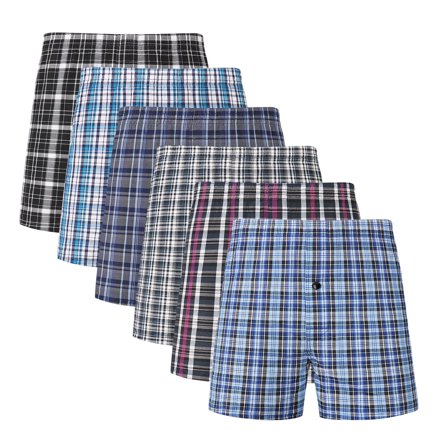 6/10 pcs JupiterSecret Men's Woven Boxer Shorts - 6 Pack, Elastic Waistband, Random Color
