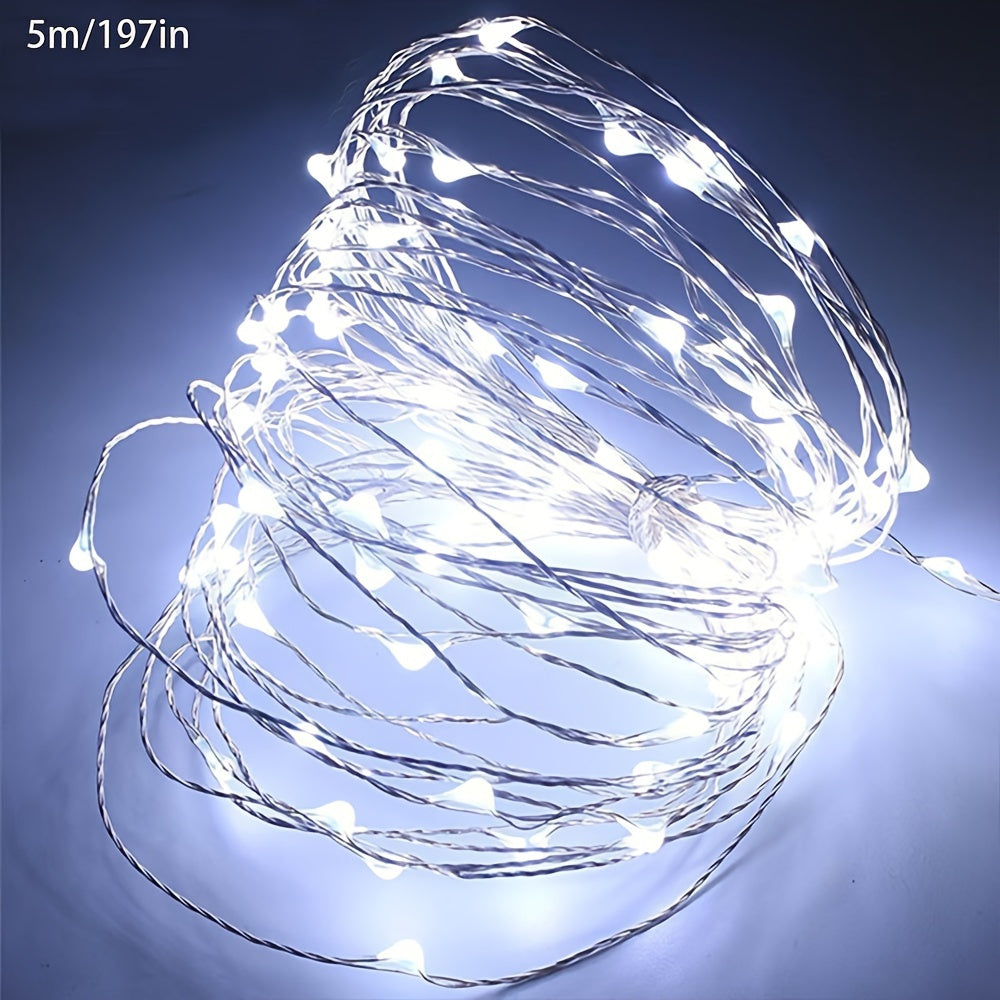 1pc Creative String Lights For Bedroom, Party, Wedding, For Outdoor Camping Hiking, Christmas Halloween Decoration, Lights 1m10/2m20/3m30/5m50/10m100LED, Gifts For Mom, Mother's Day, Ramadan Valentine's Day Decoration