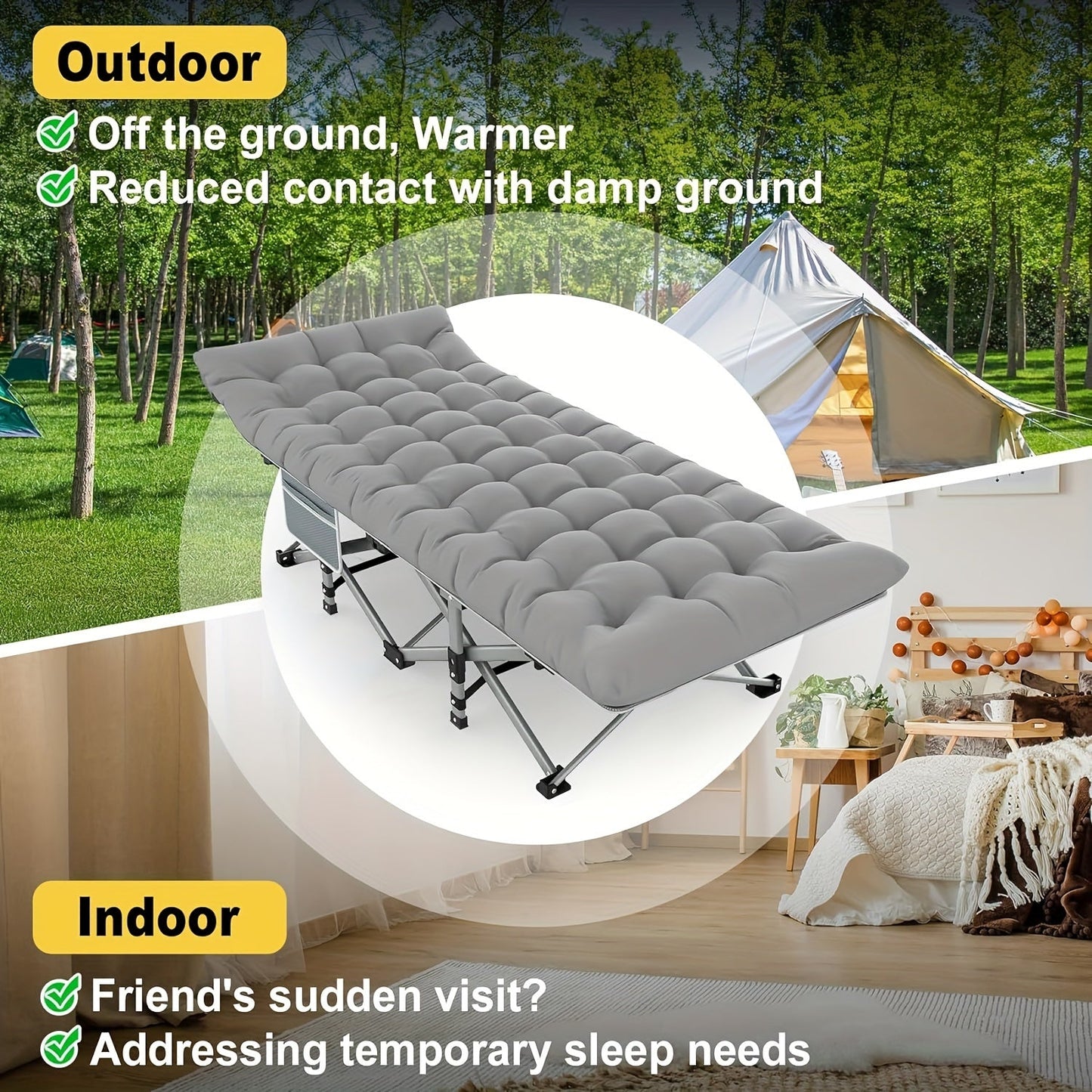 Folding Camp Cot with Mattress-3