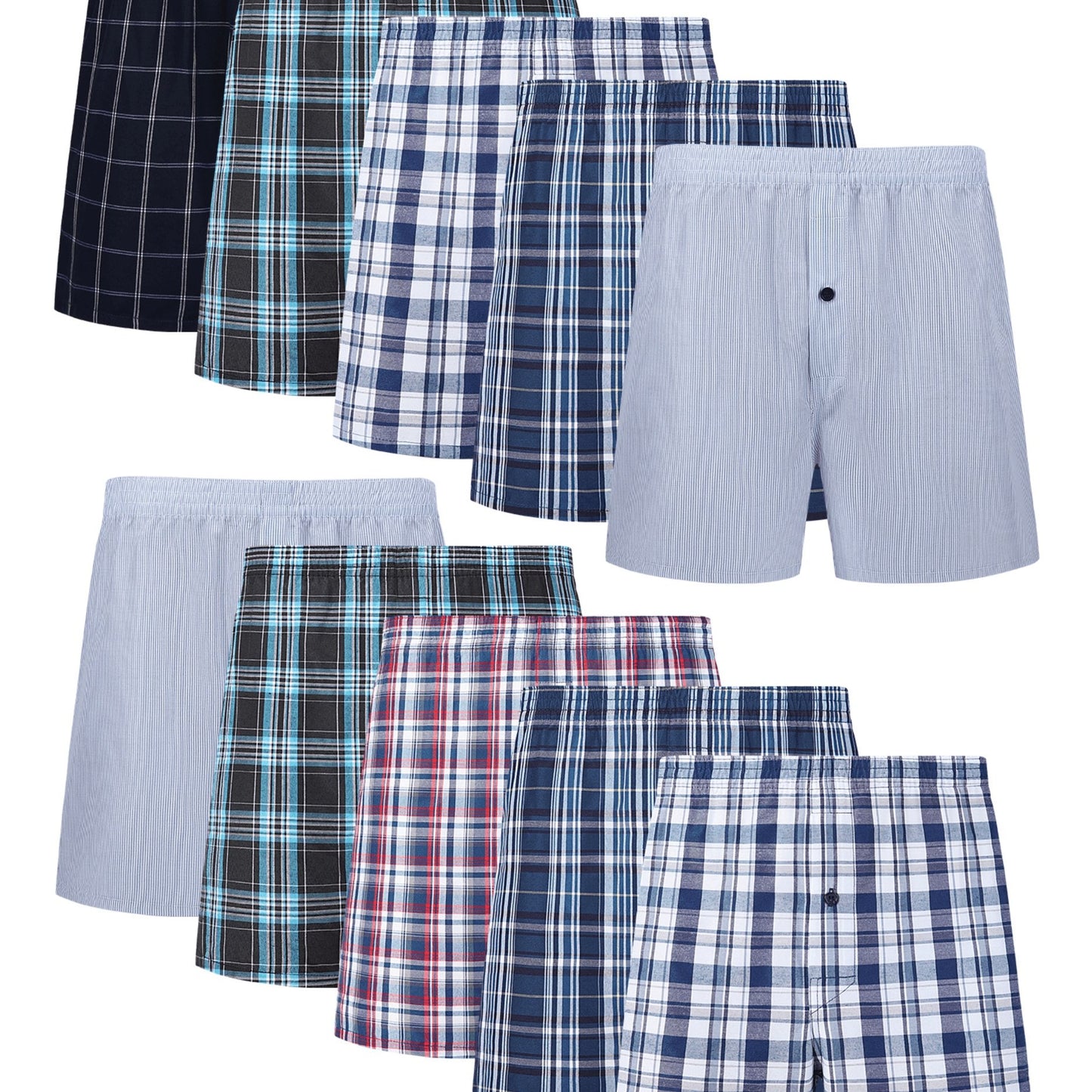 6/10 pcs JupiterSecret Men's Woven Boxer Shorts - 6 Pack, Elastic Waistband, Random Color