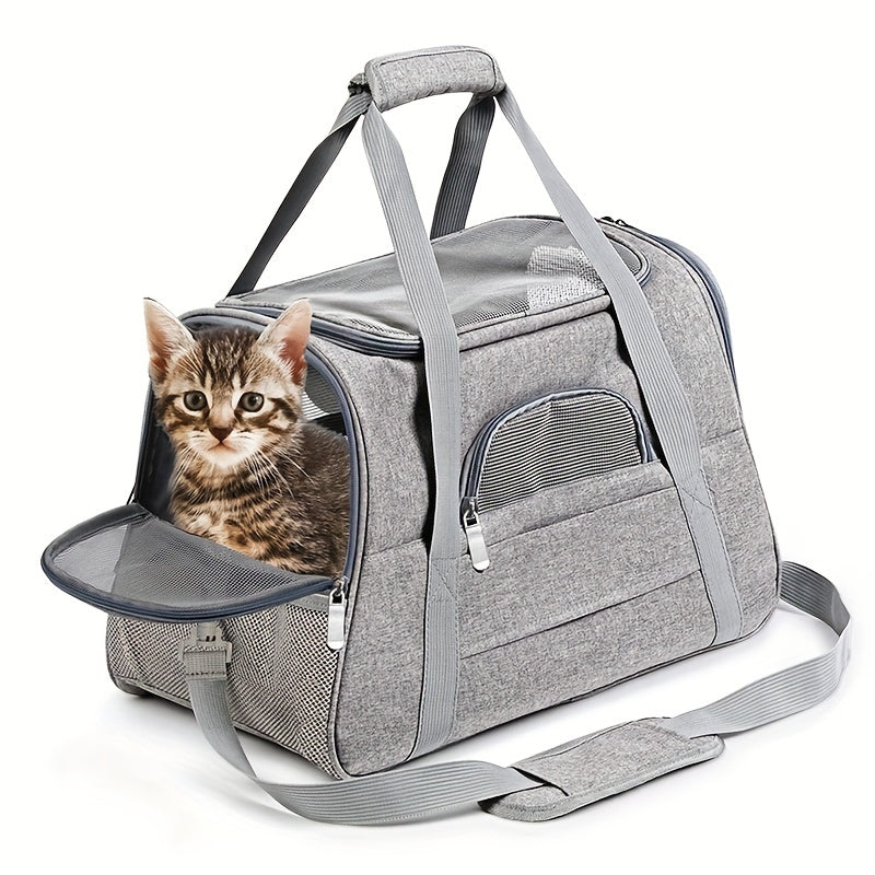 Ultra-Comfy Portable Pet Carrier Bag - Premium Plush Mat for Puppies & Kittens - Safe, Stylish & Hassle-Free Travel Solution for Outdoor Adventures
