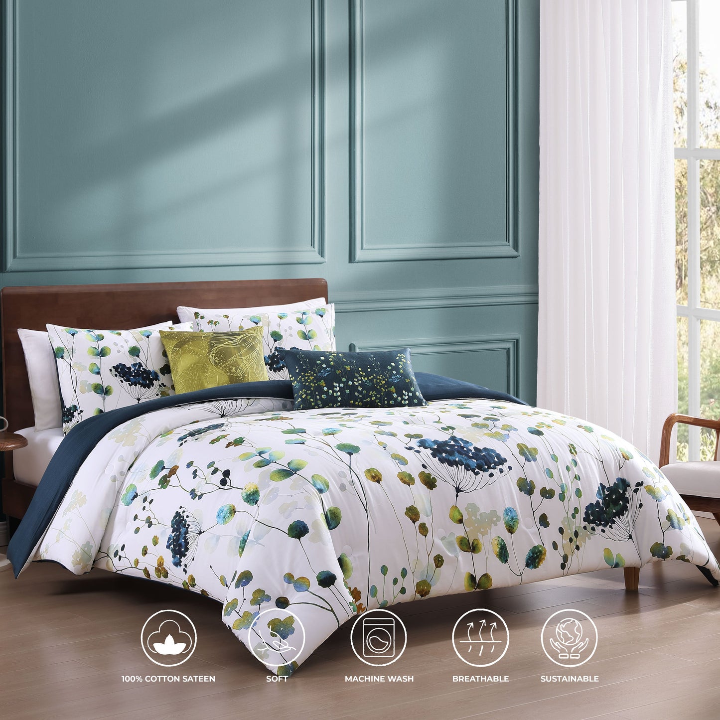 Bebejan Abstract Vines 5 Piece Reversible Comforter Set-1
