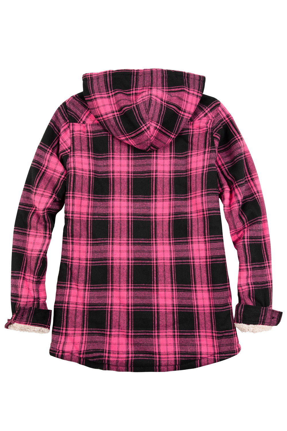 Women's Matching Family Sherpa Lined Pink Flannel Jacket with Hood-1
