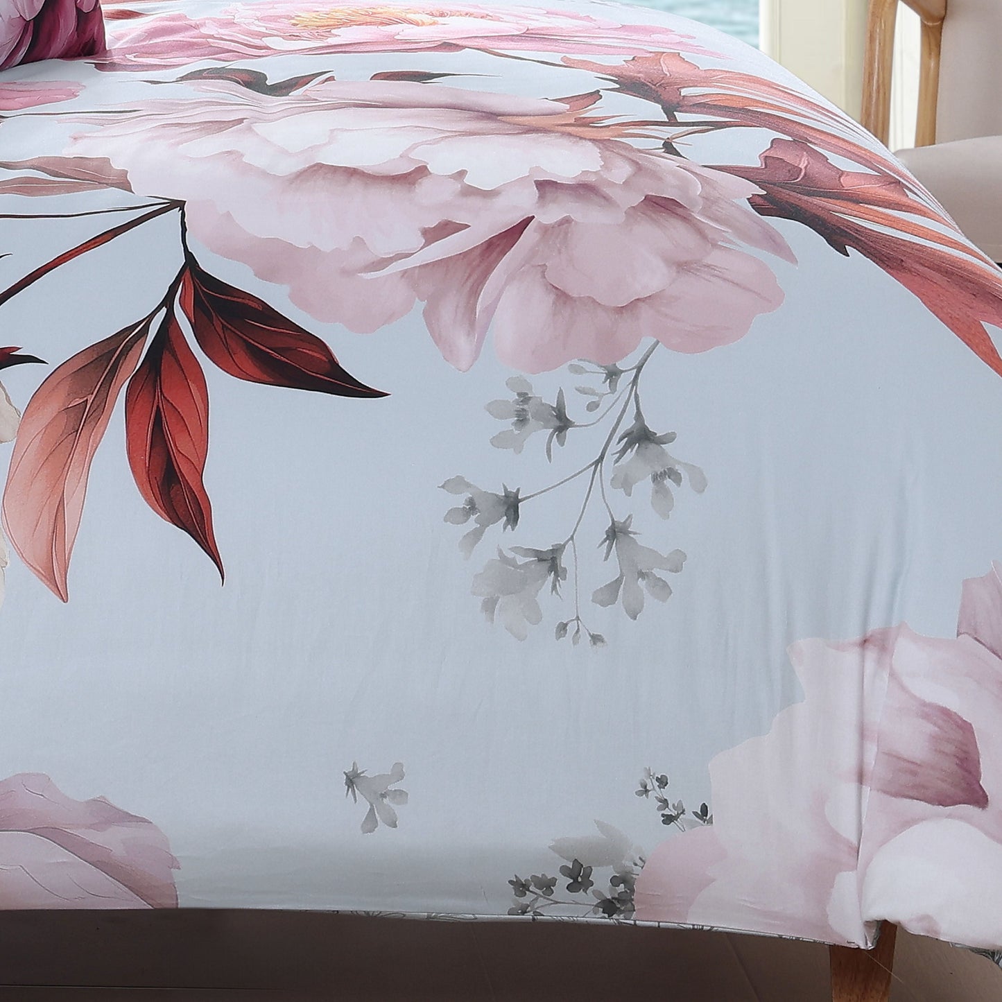 Bebejan Blooming Peonies 5 Piece Reversible Comforter Set-4