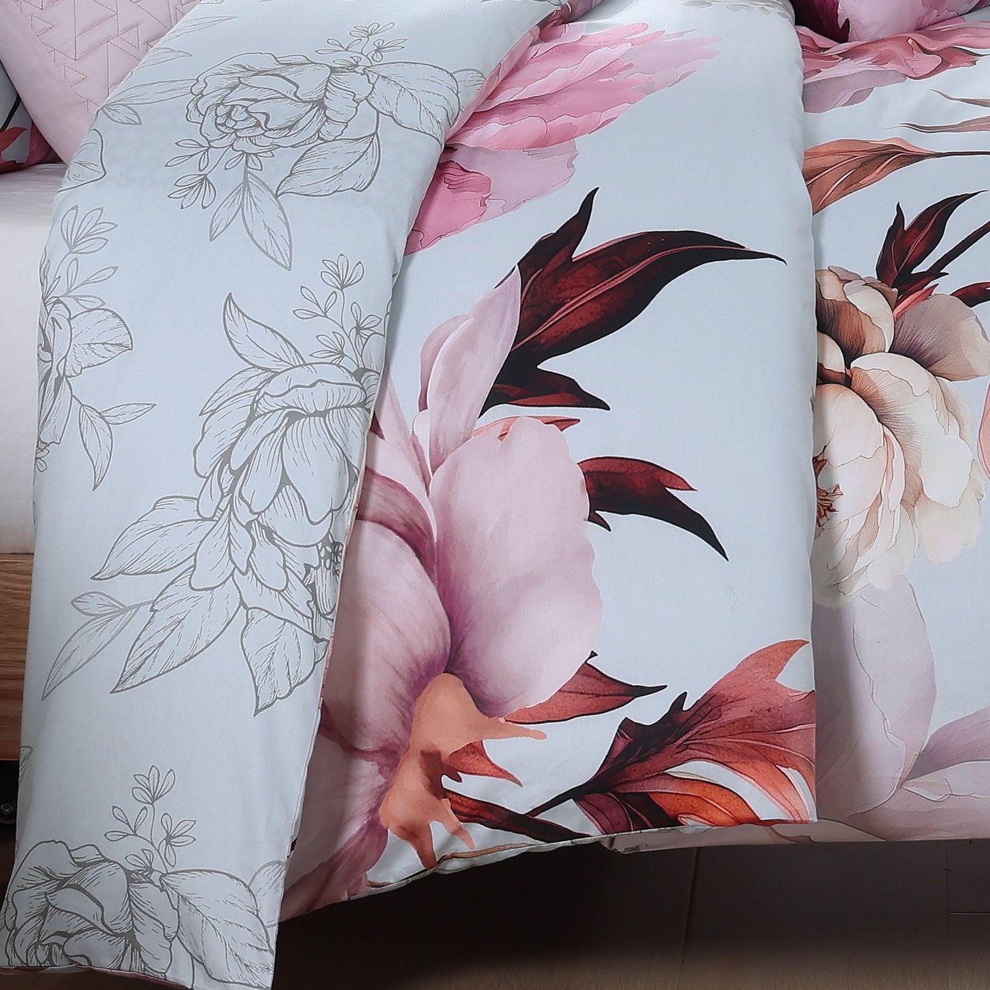 Bebejan Blooming Peonies 5 Piece Reversible Comforter Set-3