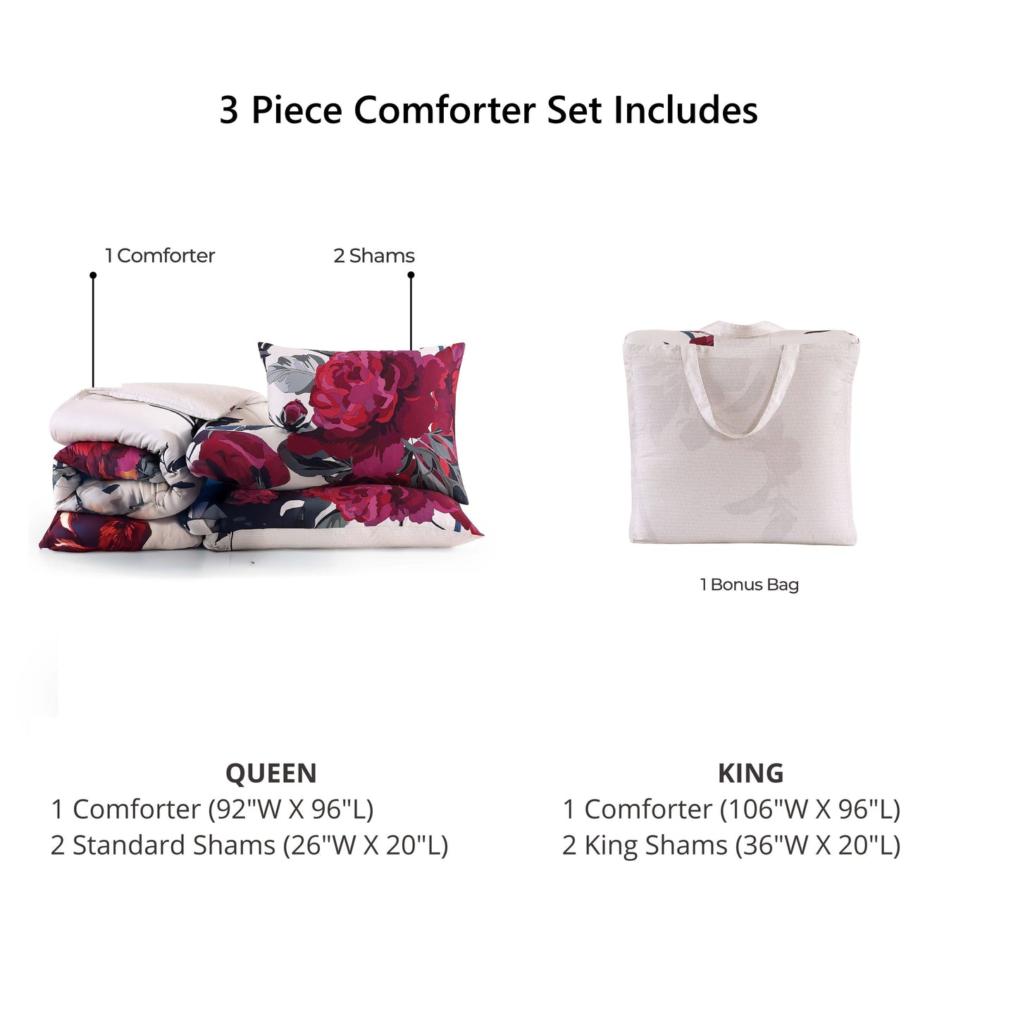 Bebejan Zinnia 3 Piece Reversible Comforter Set-3