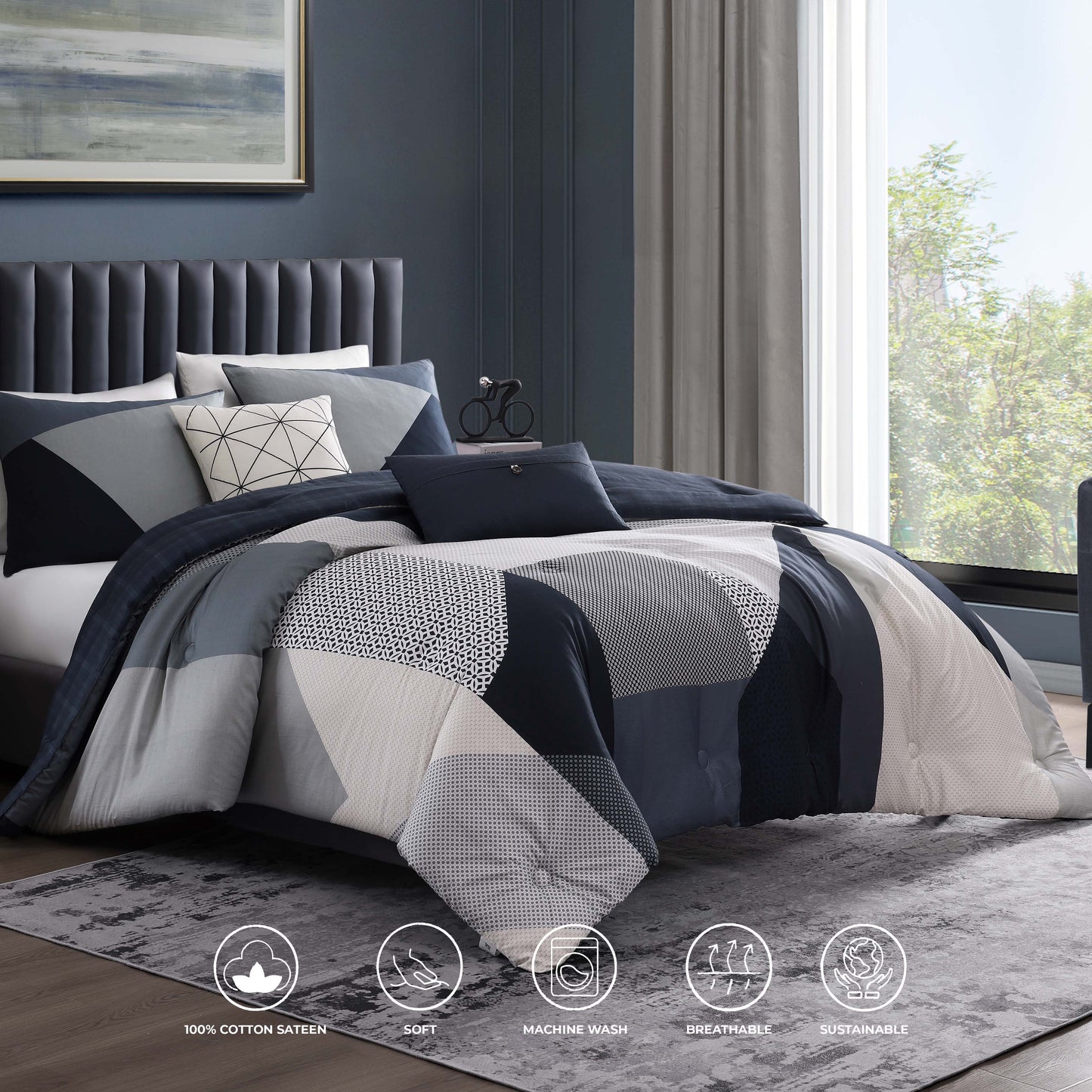 Bebejan Geo Fusion 5 Piece Reversible Comforter Set-1