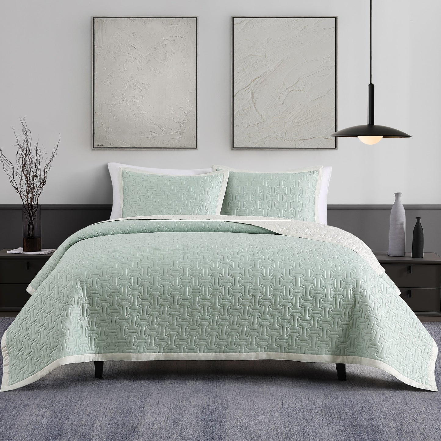 Bebejan 3 Piece Textured Quilted Coverlet Set-0