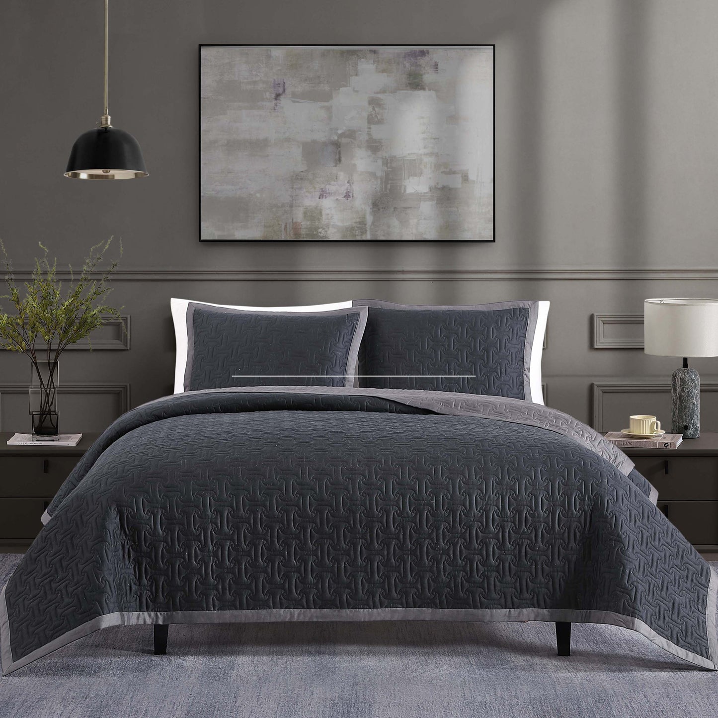 Bebejan 3 Piece Textured Quilted Coverlet Set-6