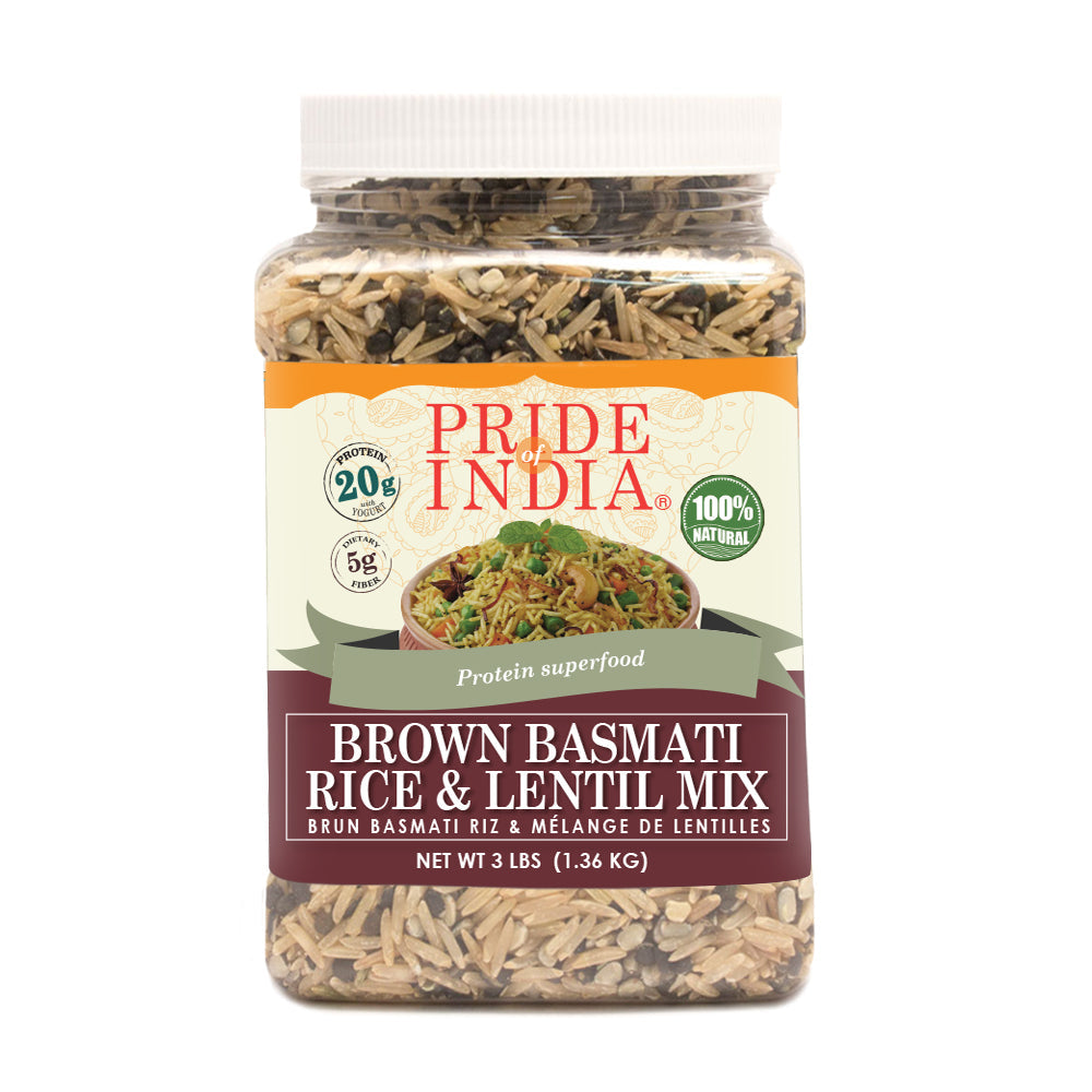Indian Brown Basmati Rice & Lentil Kitchari Mix - Protein Superfood Jar-2