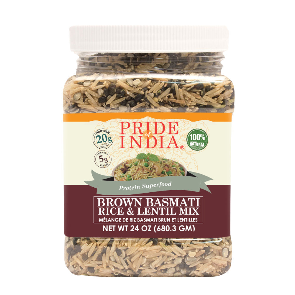 Indian Brown Basmati Rice & Lentil Kitchari Mix - Protein Superfood Jar-0