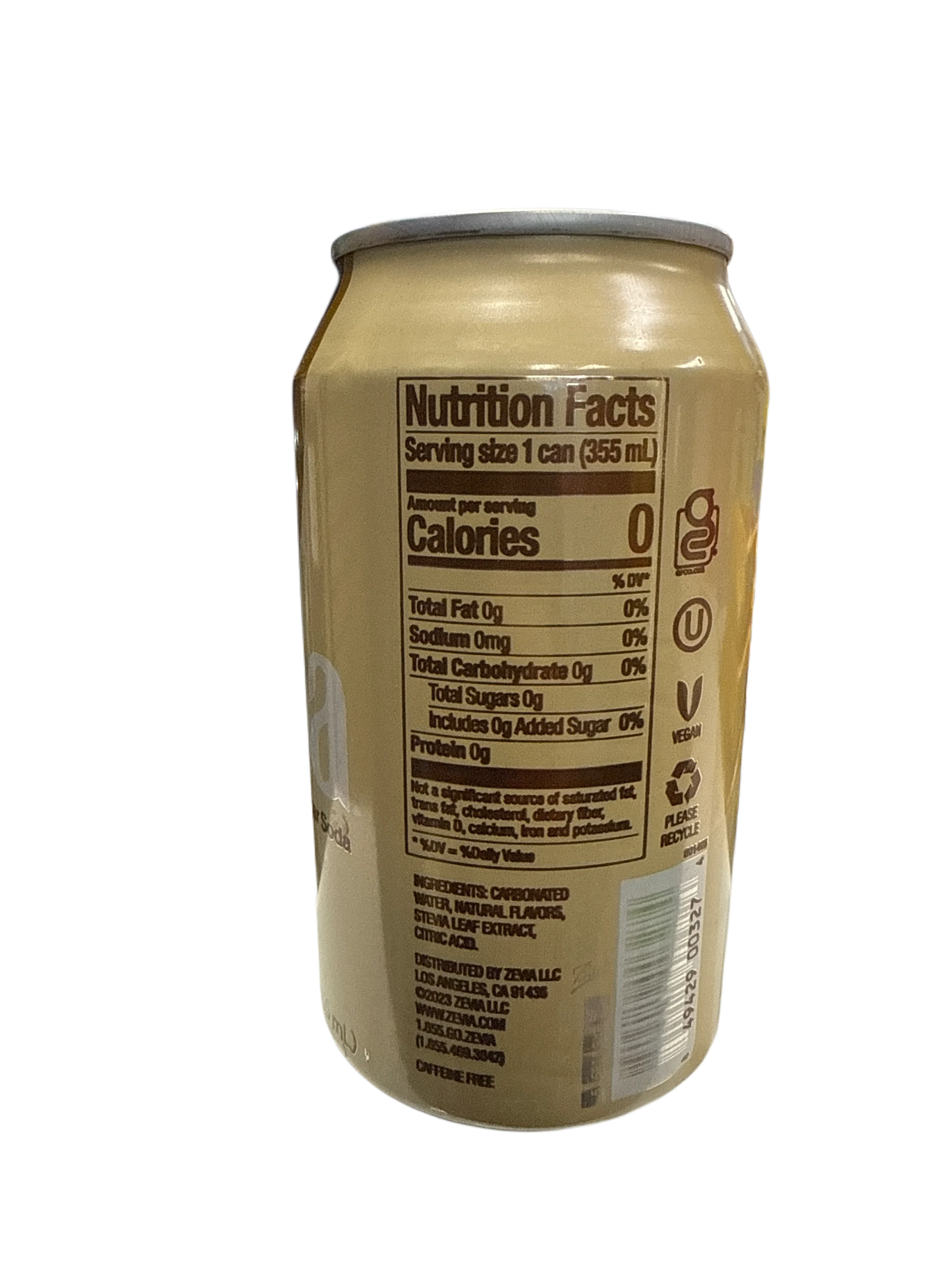 Zevia Zero Sugar Creamy Root Beer Flavoured Soda 355ML - Canadian Edition