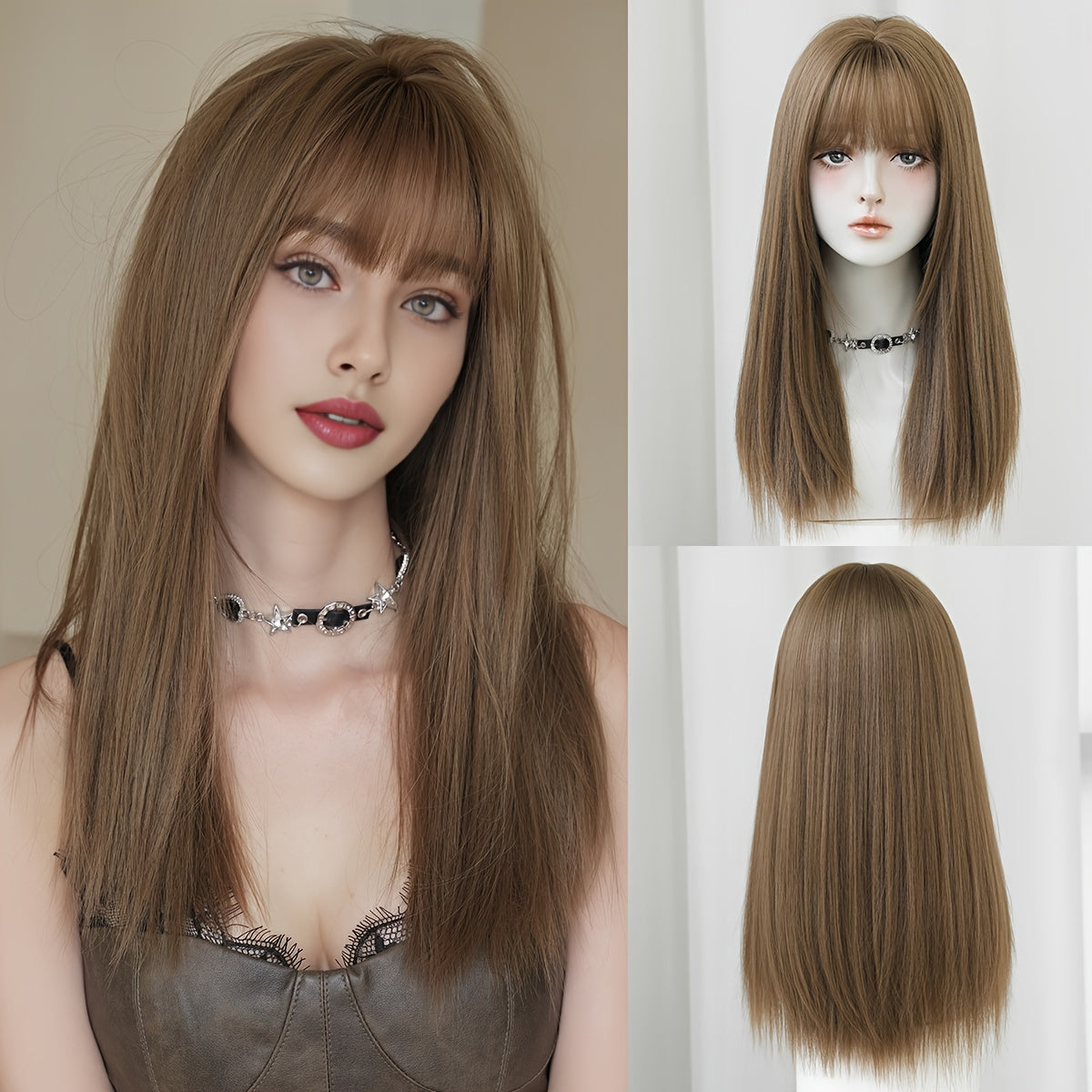 Chic Layered Wig with Bangs-0