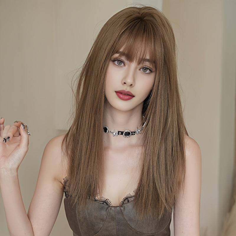 Chic Layered Wig with Bangs-1