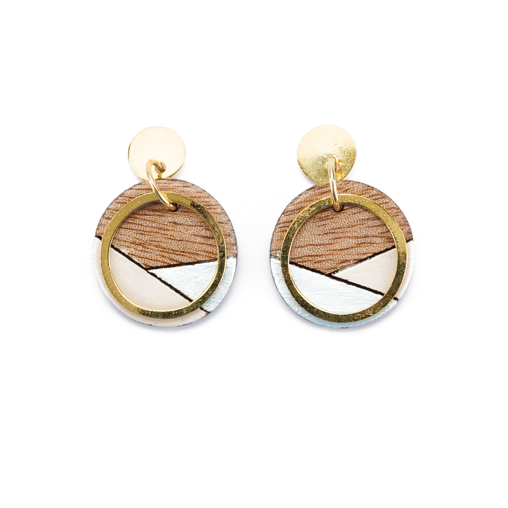 Conture Recycled Wood Gold Plated Earrings (4 Colours Available)-3