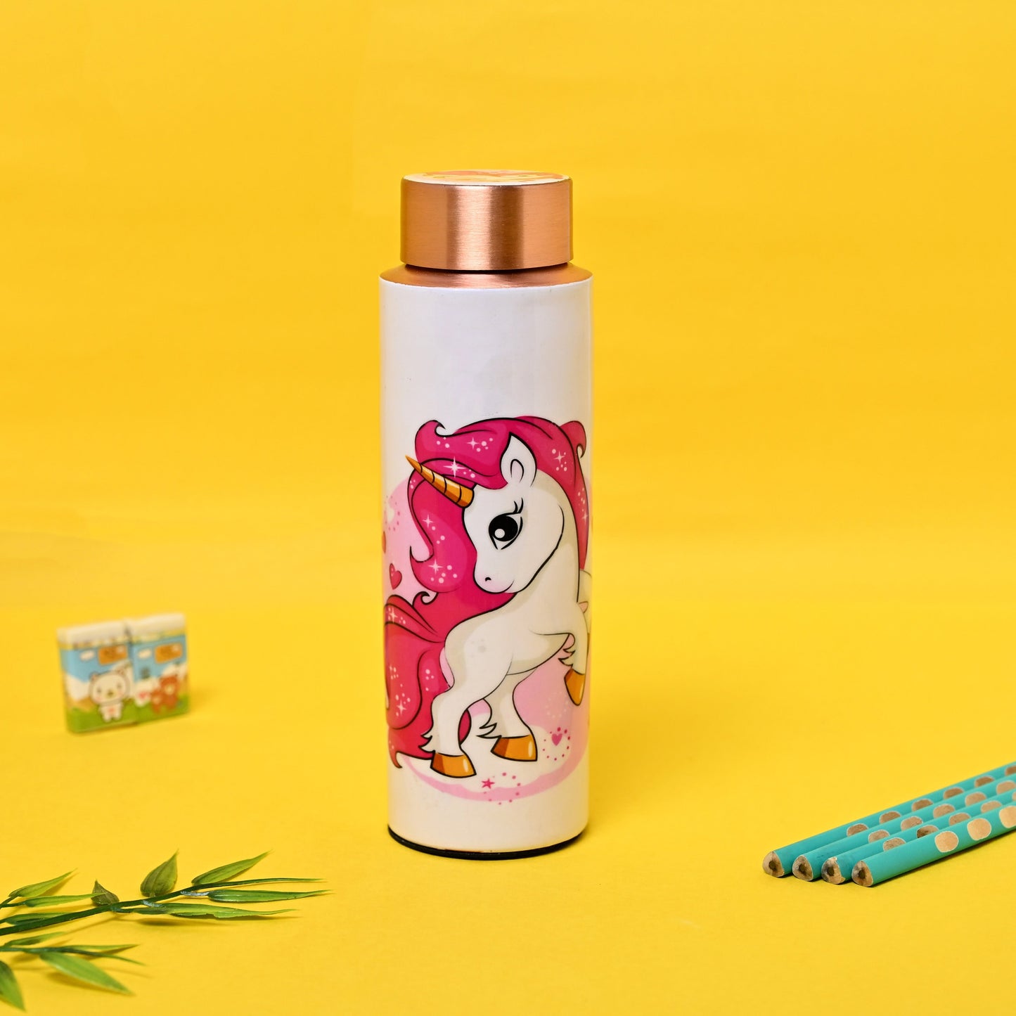 Sama Homes Copper Kids Unicorn Cartoon Water Bottle | 400 ml-1
