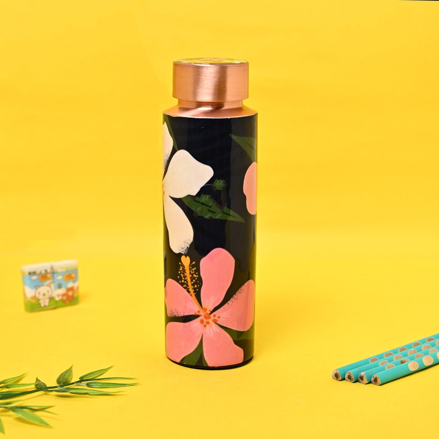 Sama Homes Copper Bottle Beautiful Flower Design Printed | 400 ML-1