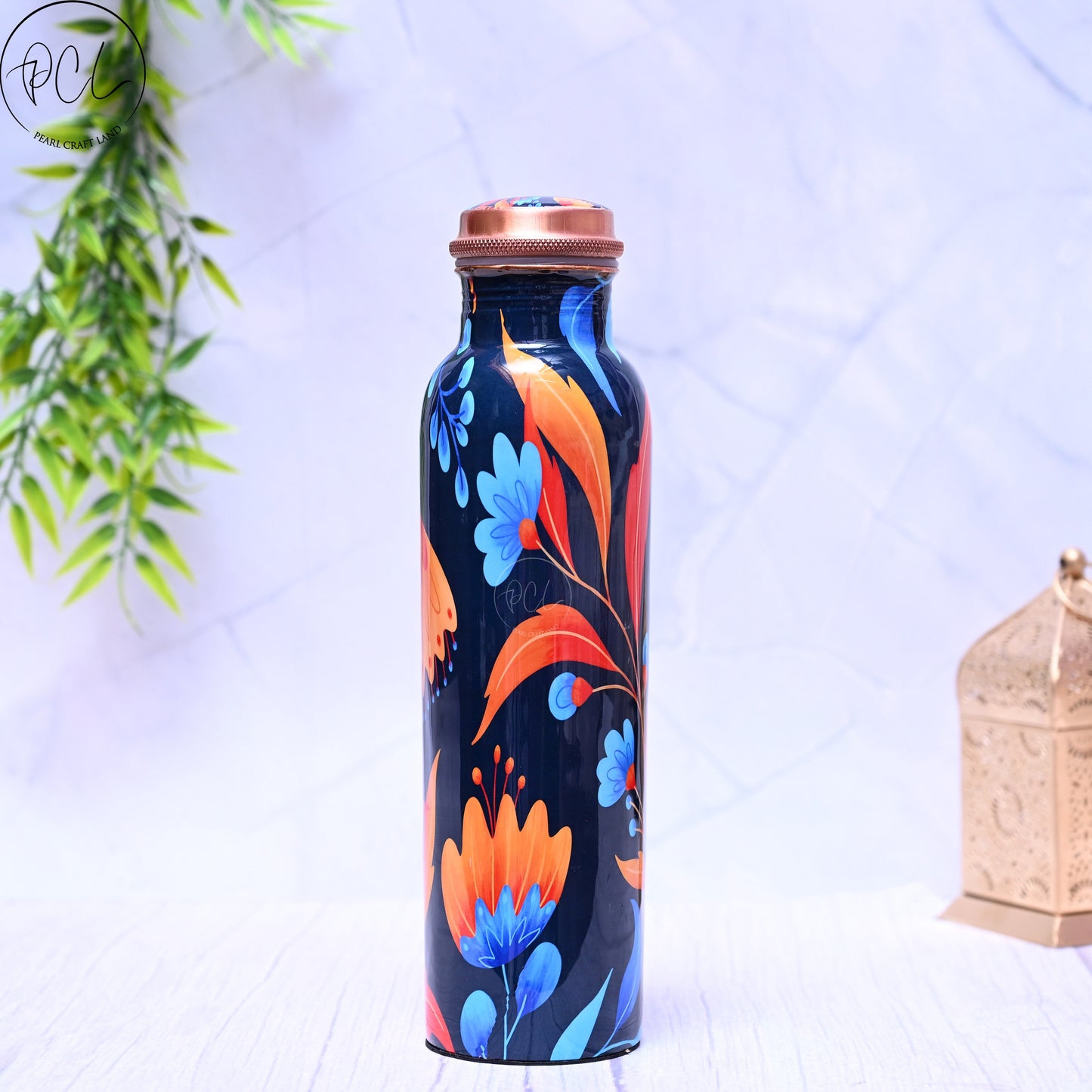 Pure Copper Colourful Art Water Bottle with Leak Proof Capacity 1000 ML.-1