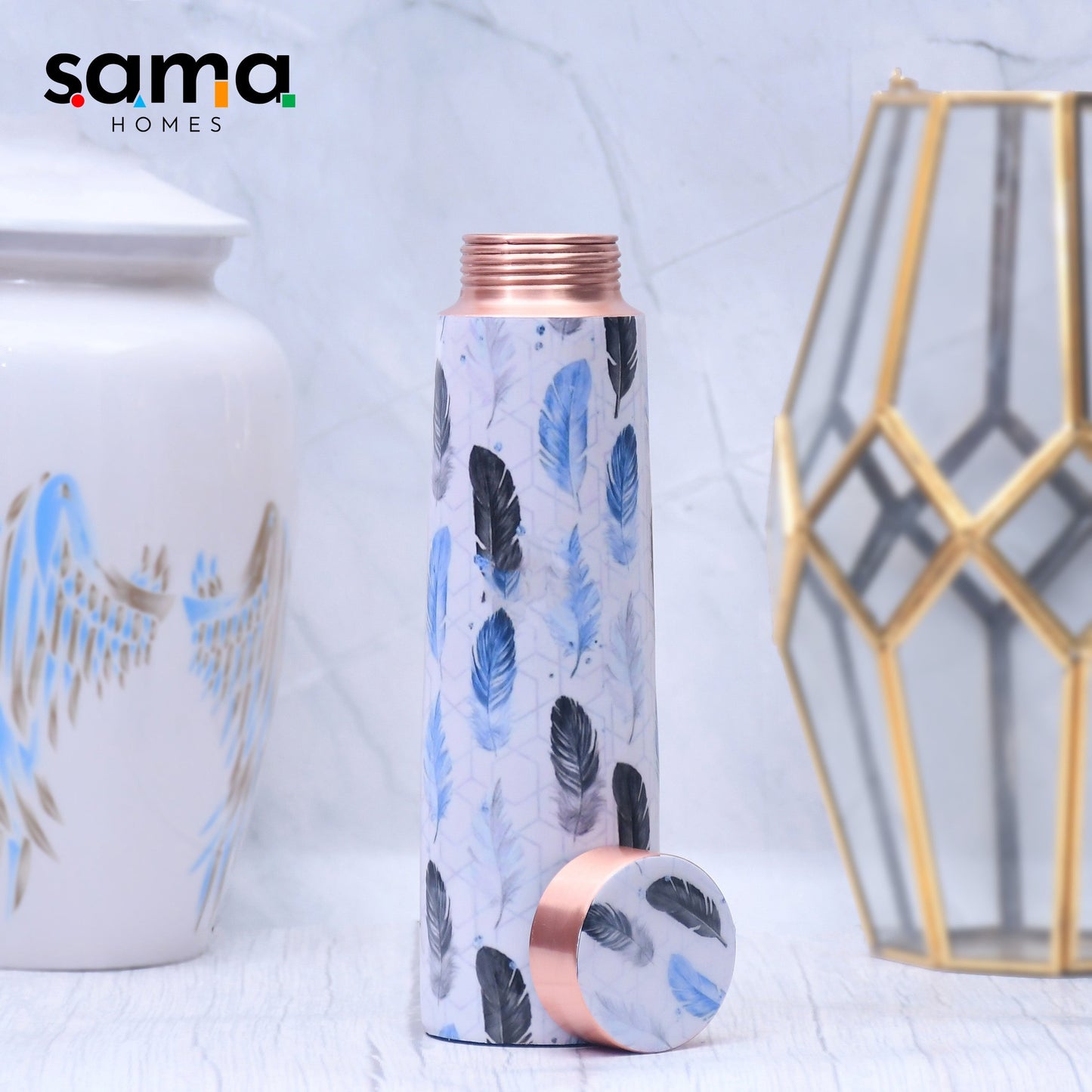 The Spring Leaves Printed Copper Bottle Enamel Leak Proof Capacity 1000 ML-2