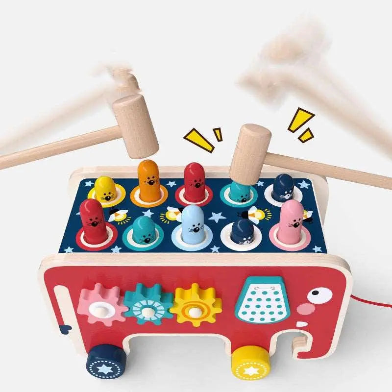 Elephant Drag and Hit Gopher Percussion Toy-4
