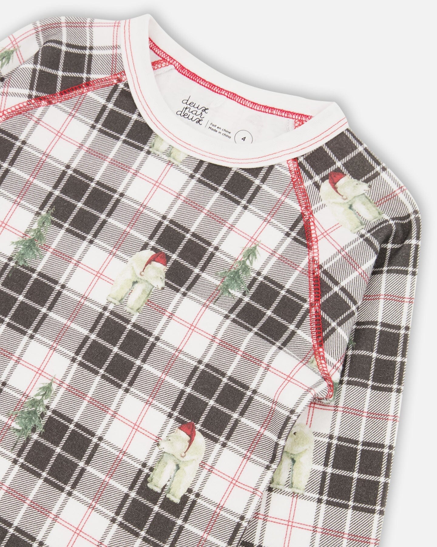 Organic Cotton Kids Christmas Family Two Piece Printed Polar Bear Pajama Set-3