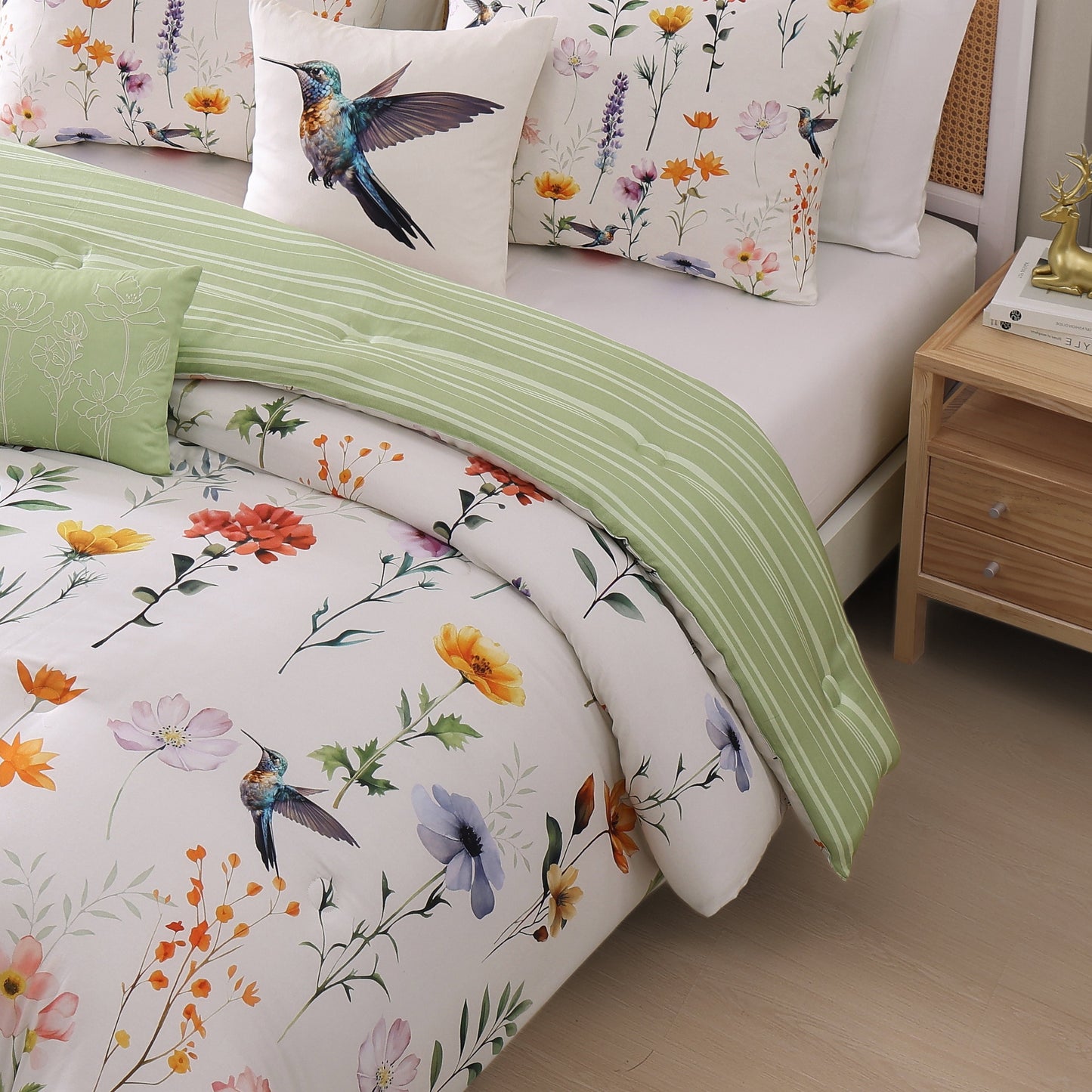 Bebejan Fresh Cut Flowers 5 Piece Reversible Comforter Set-4
