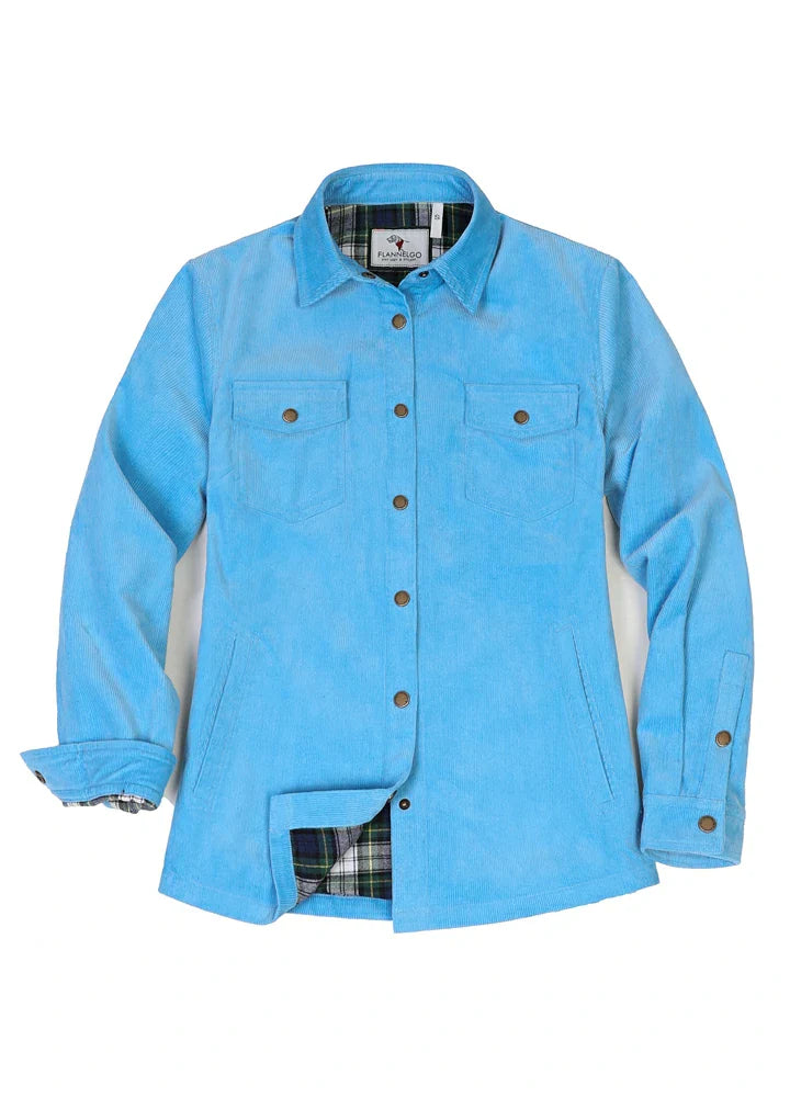 Women's Boyfriend Fit Flannel-Lined Long-Sleeve Corduroy Shirt Jacket-9