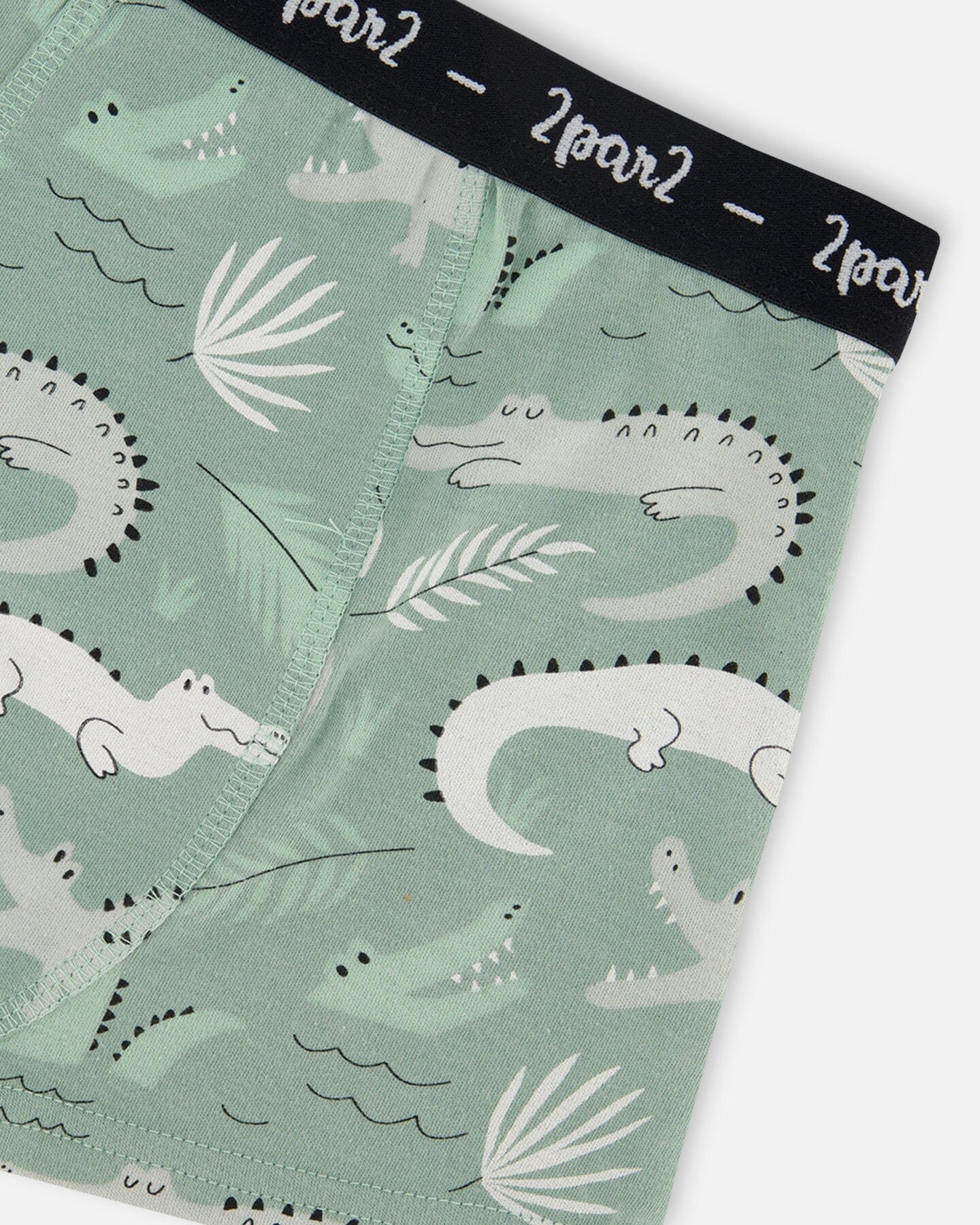 Printed Organic Cotton Boxer Shorts Light Sage And Gray Crocodile-2