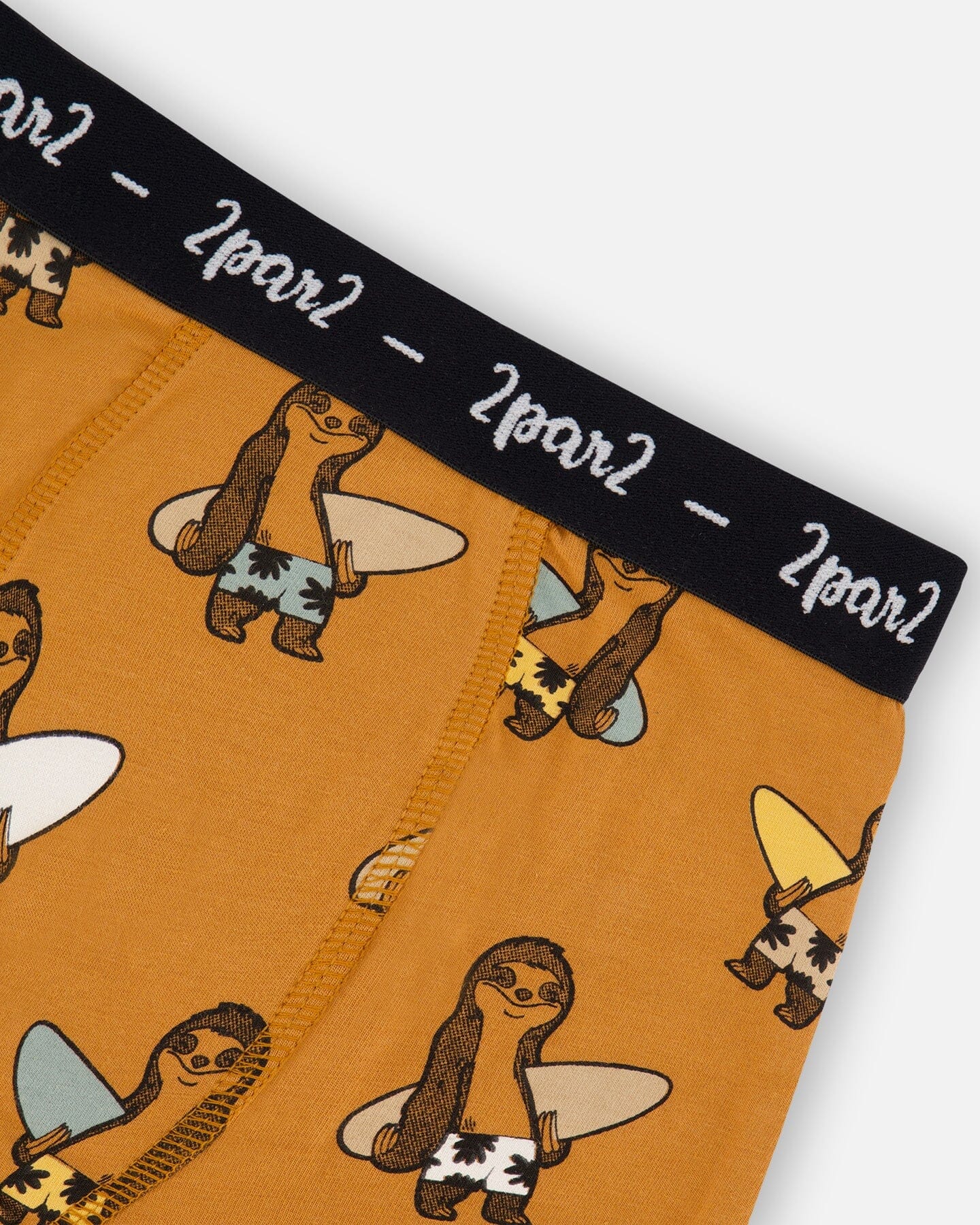 Printed Organic Cotton Boxer Shorts Sloths On Tan Background-2