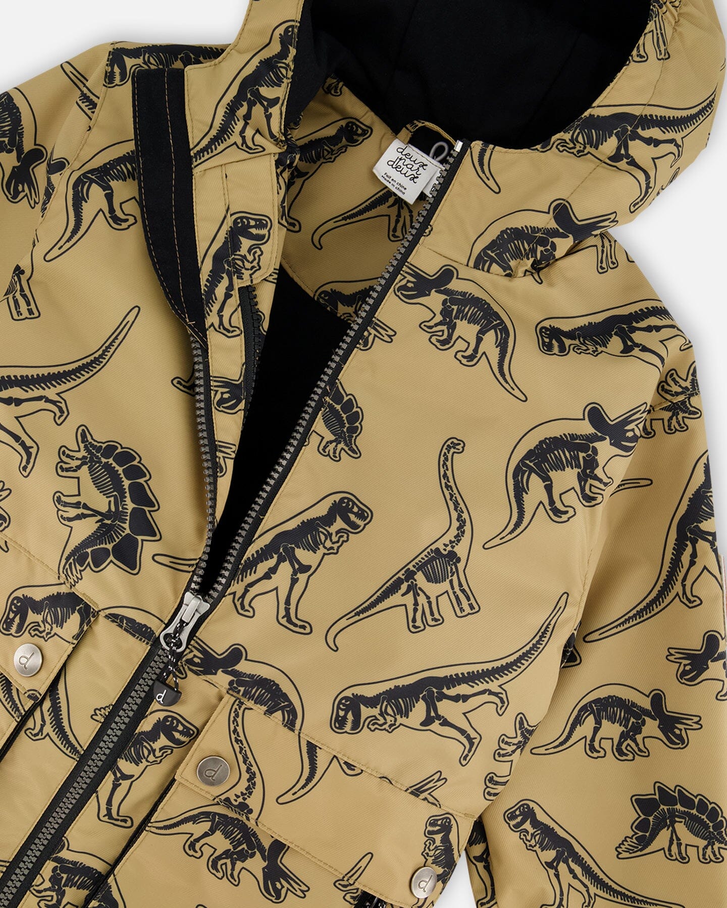 3-In-1 Mid-Season Outerwear Set Black Dinosaur On Beige Background-4