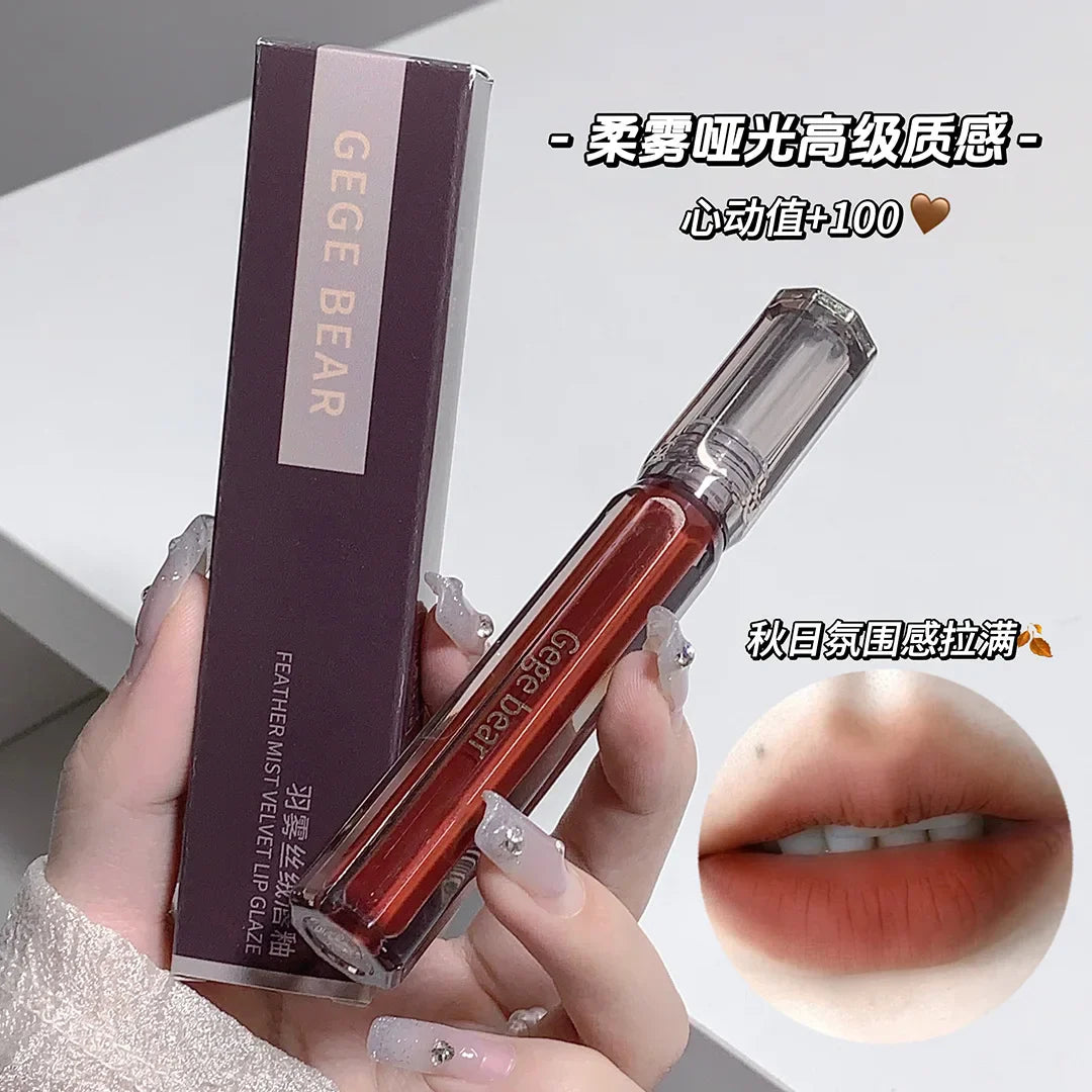 Gege Bear Feather Fog Velvet Lip Stain Affordable Matte Lipstick-3