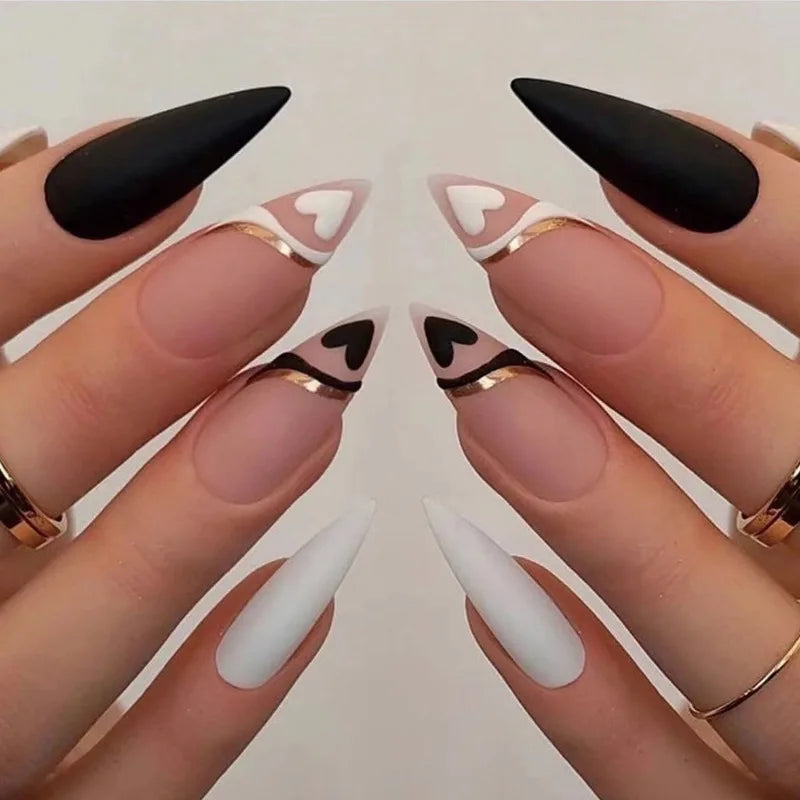 Glamorous Black Almond Stiletto Nails-5