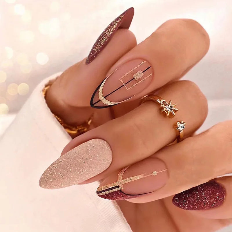 Glamorous Black Almond Stiletto Nails-25
