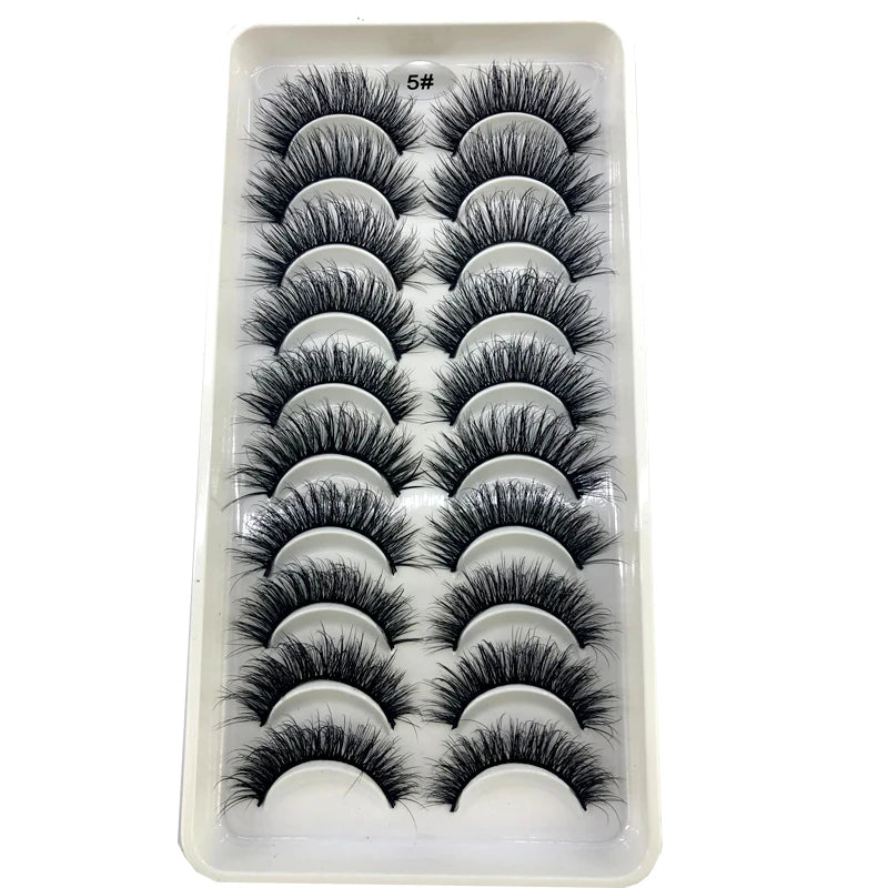 2023 New 10 pairs 3D Mink Eyelashes Natural False Eyelashes Lashes Soft Fake Eyelashes Extension Makeup Tools Wholesale