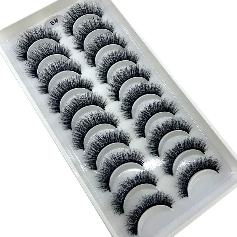 2023 New 10 pairs 3D Mink Eyelashes Natural False Eyelashes Lashes Soft Fake Eyelashes Extension Makeup Tools Wholesale