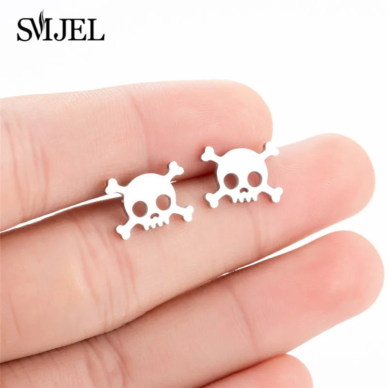 Cute Animal Deer Stud Earrings Stainless Steel Small Snowflake Earring for Women Christmas Jewelry pendientes Gifts