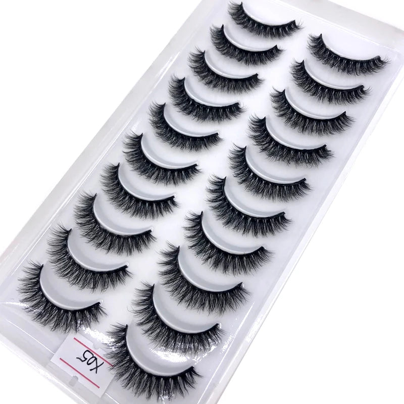 2023 New 10 pairs 3D Mink Eyelashes Natural False Eyelashes Lashes Soft Fake Eyelashes Extension Makeup Tools Wholesale