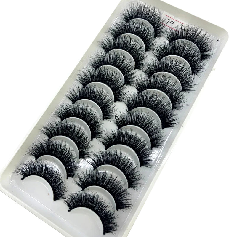 2023 New 10 pairs 3D Mink Eyelashes Natural False Eyelashes Lashes Soft Fake Eyelashes Extension Makeup Tools Wholesale