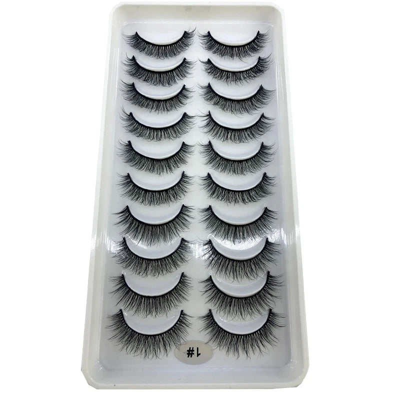 2023 New 10 pairs 3D Mink Eyelashes Natural False Eyelashes Lashes Soft Fake Eyelashes Extension Makeup Tools Wholesale