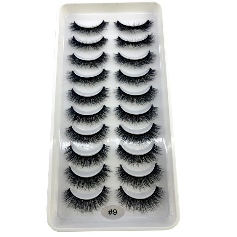 2023 New 10 pairs 3D Mink Eyelashes Natural False Eyelashes Lashes Soft Fake Eyelashes Extension Makeup Tools Wholesale