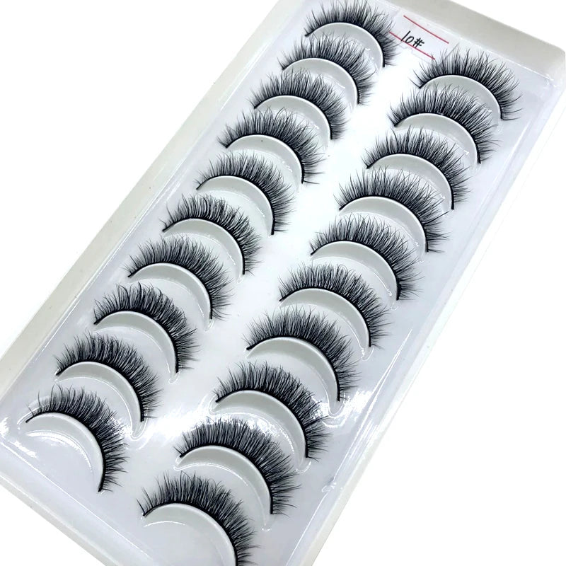 2023 New 10 pairs 3D Mink Eyelashes Natural False Eyelashes Lashes Soft Fake Eyelashes Extension Makeup Tools Wholesale