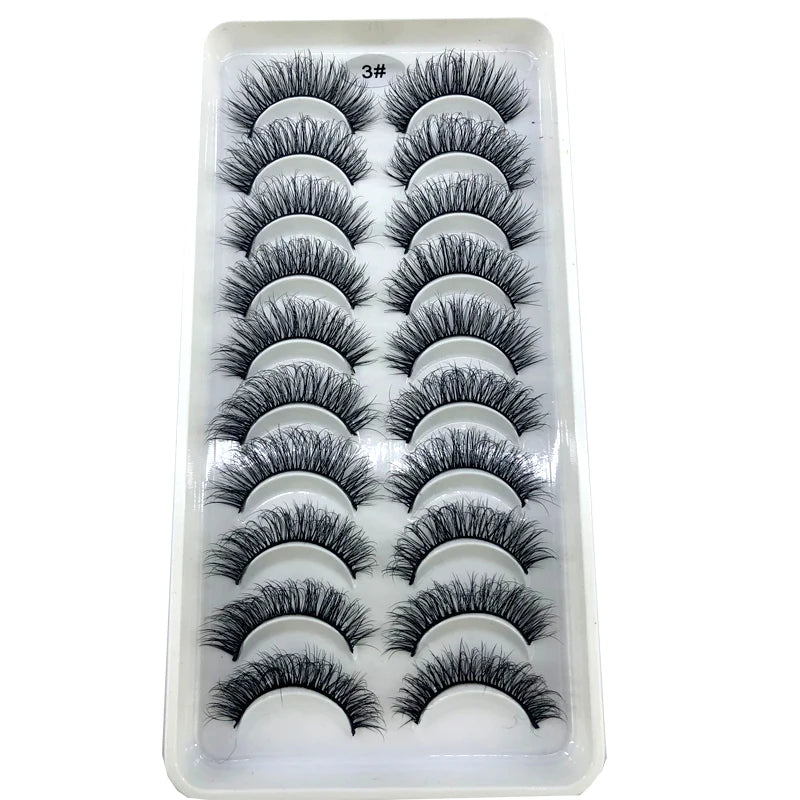 2023 New 10 pairs 3D Mink Eyelashes Natural False Eyelashes Lashes Soft Fake Eyelashes Extension Makeup Tools Wholesale