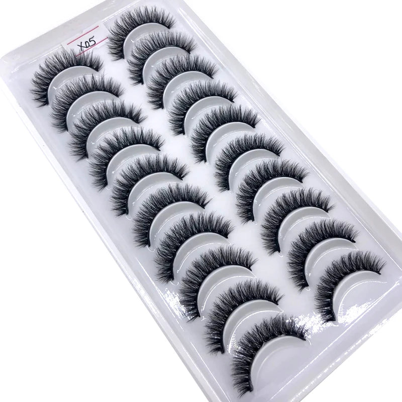 2023 New 10 pairs 3D Mink Eyelashes Natural False Eyelashes Lashes Soft Fake Eyelashes Extension Makeup Tools Wholesale